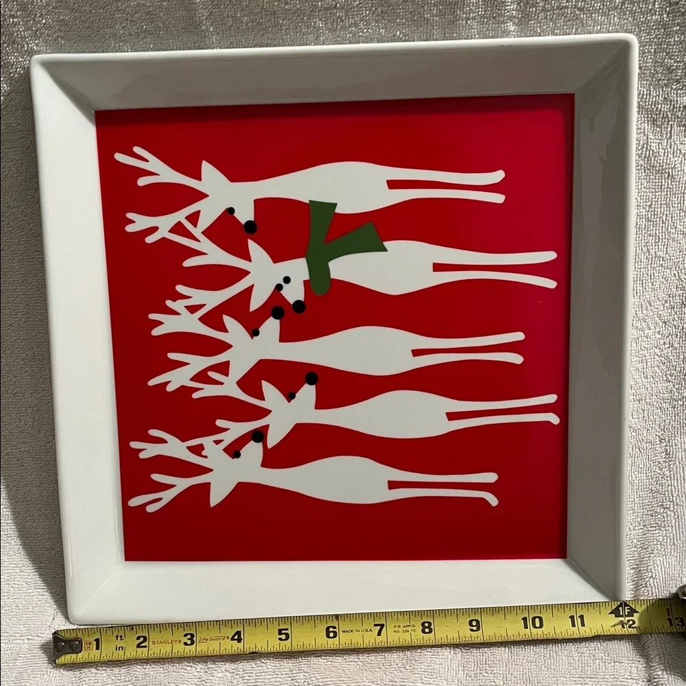 Crate&Barrel Reindeer serving plate 12x12